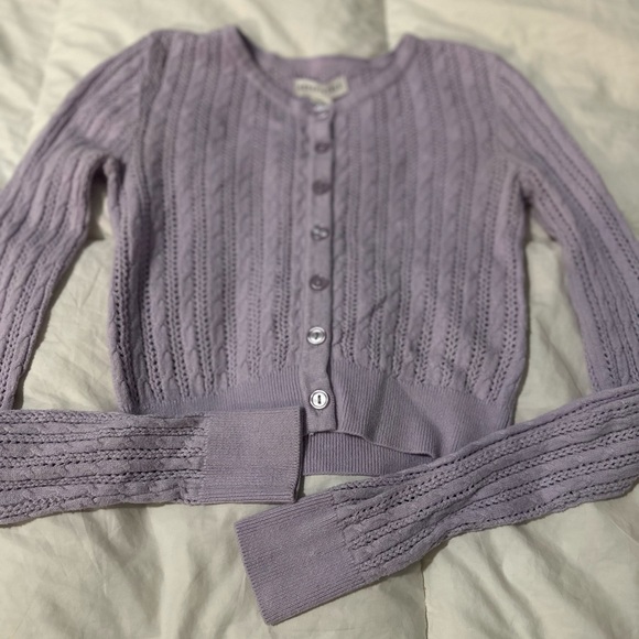 Aeropostale Lavender Cable Knit Cardigan Sweater - Picture 4 of 4